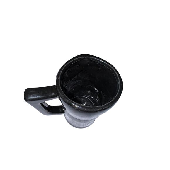 Black Ceramic Tiki Mug Polynesian Barware Retro Cocktail Drink Cup Gloss Finish - Picture 3 of 7